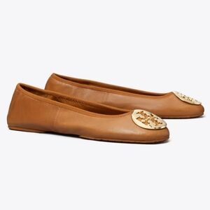 Tory Burch Womens Caroline Ballet Flat Yellow Gold Size 6.5